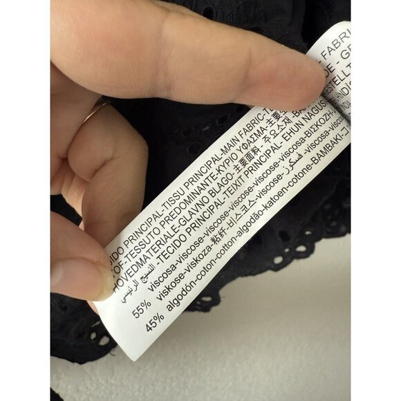 Zara Eyelet Beaded Cutout Pineapple Embroidery Button Up Top Boho Whimsigoth XS - Picture 9 of 12